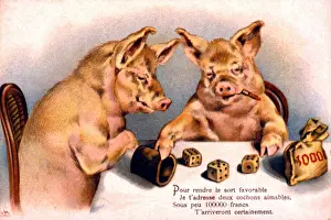 Chance: Two pigs playing dice for money