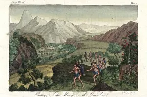 Ferrrario: Pijao Native Americans on a passage through the Andes