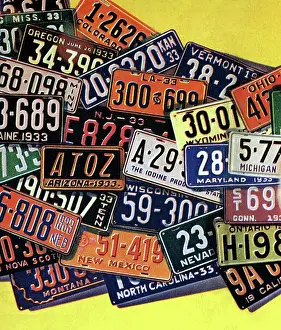 Overlapping: Pile of License Plates
