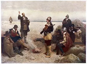 Thankful: Pilgrim Fathers give thanks