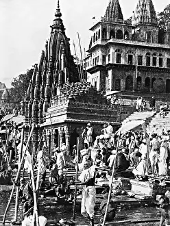 Ganges: Pilgrims bathe in the Ganges, 1927