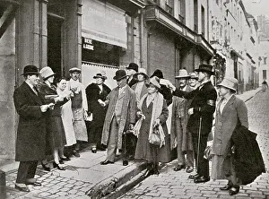 Coupons: Pilgrims with their French guide, arriving at their billets