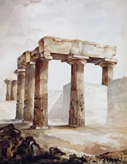 Entablature: Pillars of the Ruined Temple at Corinth, Greece