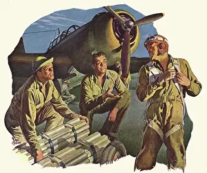 Adjusts: Pilot adjusts Parashoot before Entering Plane
