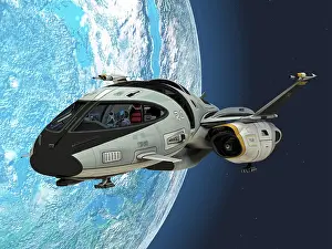 Approaching: A pilot manuvers a space shuttle into orbit around planet ?