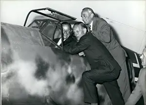 Me109: Three former pilots with ME109 fighter plane, Munich