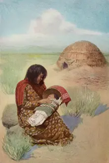 Thatch: PIMA MOTHER AND CHILD