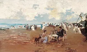 Ignacio: PINAZO CAMARLENCH, Ignacio (1849-1916). Beach scene
