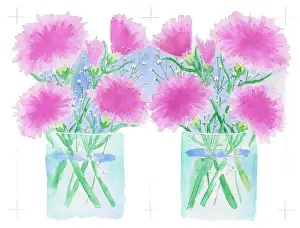 Sided: Pink Carnations in a vase ? cut-out design