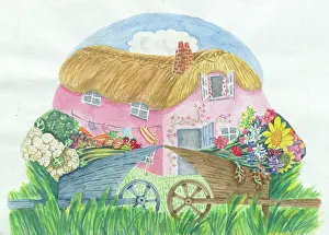 Barrows: Pink cottage and Wheelbarrows