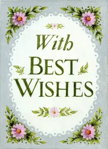 Corners: Pink flowers and With Best Wishes