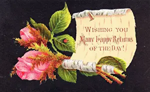 Rosebuds: Pink rosebuds on a birthday card
