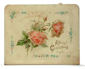 Forgetmenot: Pink roses on a Christmas card