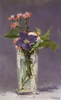 Clematis: Pinks and Clematis, by Manet