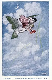 Pinocchio: Pinocchio -- flying on the back of a pigeon