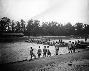 Isar: Pioneers building a bridge, 1896