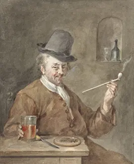 Metsu: Pipe Smoking Man at a Table with a Plate