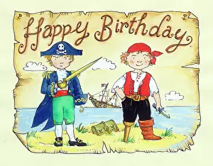 Newcome: Two pirates with Happy Birthday