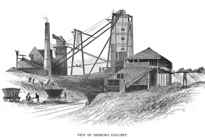Wagons: Pithead at Hebburn Colliery, Newcastle area, showing