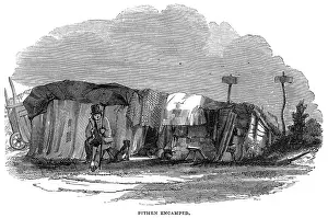 Hovel: Pitmen encamped - evicted coal miner and his dwelling