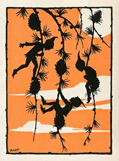 Pixies: Three pixies on hanging branches
