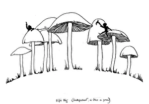 Elfin: Two pixies sit atop toadstools