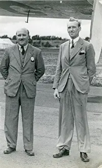Radlett: P.J. Field Richards, Avro test pilot, left, and W.G.N. ?