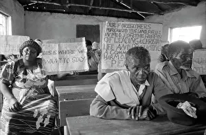 Cornfields: Placards at meeting to protest their possible forced