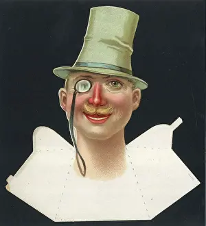 Folding: Place card, man with green top hat and monocle