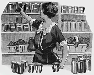 Preserves: Placing jam jar on a shelf