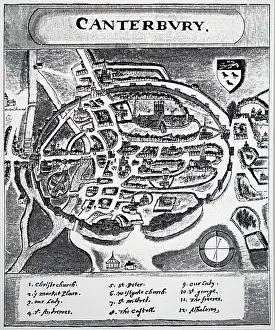 Canterbury: Plan of Canterbury in the 15th century, based