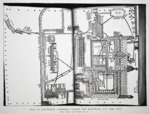 Diagram: Plan of Canterbury Cathedral, chuch and monastery, 1130-1174