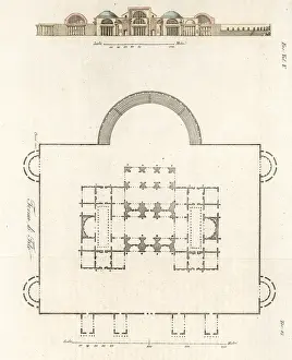 Bianchini: Plan and elevation of the Baths of Titus, Rome