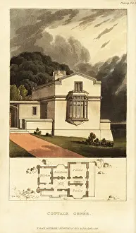 Phaeton: Plan and elevation for a Georgian style ornate cottage