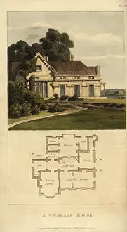 Vicarage: Plan and elevation of a Regency vicarage house