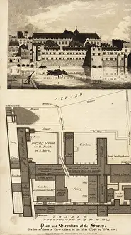 Floorplan: Plan and elevation of the Savoy buildings, London, 1736