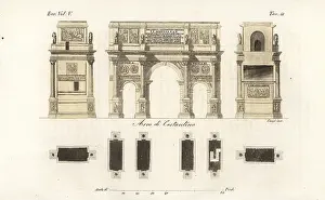 Moderno: Plan and elevations of the Arch of Constantine, Rome