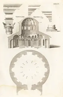 Lacademia Todesca: Plan and section of the dome of the Santa Costanza, Rome