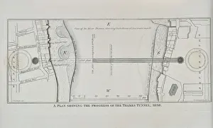 Tunnelling: Plan shewing the progress of the Thames Tunnel, 1836