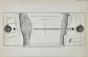 Tunnelling: Plan shewing the progress of the Thames Tunnel, 1839