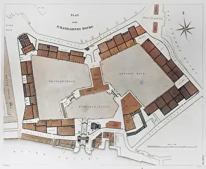 Quays: A plan of the St. Katharines Docks in London