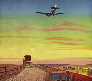 Airliners: Plane flying over Country Road