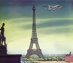 Soltesz: Plane flying over Eiffel Tower, Paris