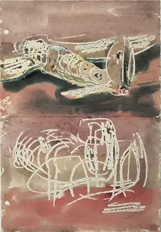 Aeronautic: Planes (1940). Wax drawing by Henry Moore. Drawing