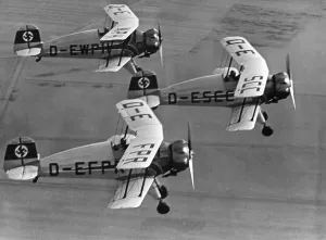 Stunts: Planes of the German Aerobatic Squadron over Brussels, 1939