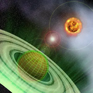 Flare: A planet in the future is surrounded by a protective grid ?