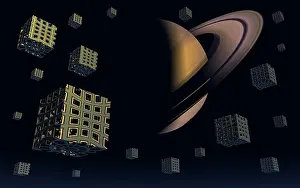 Saturn: The planet Saturn and cubes, part of a global conspiracy