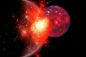 Collision: Two planets crashing into each other