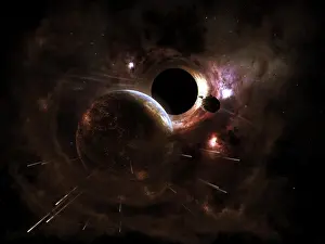 Holes: A planet's population fleas in panic from a massive black ?