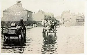 Carts: Plank Lane in Flood, Leigh, Lancashire